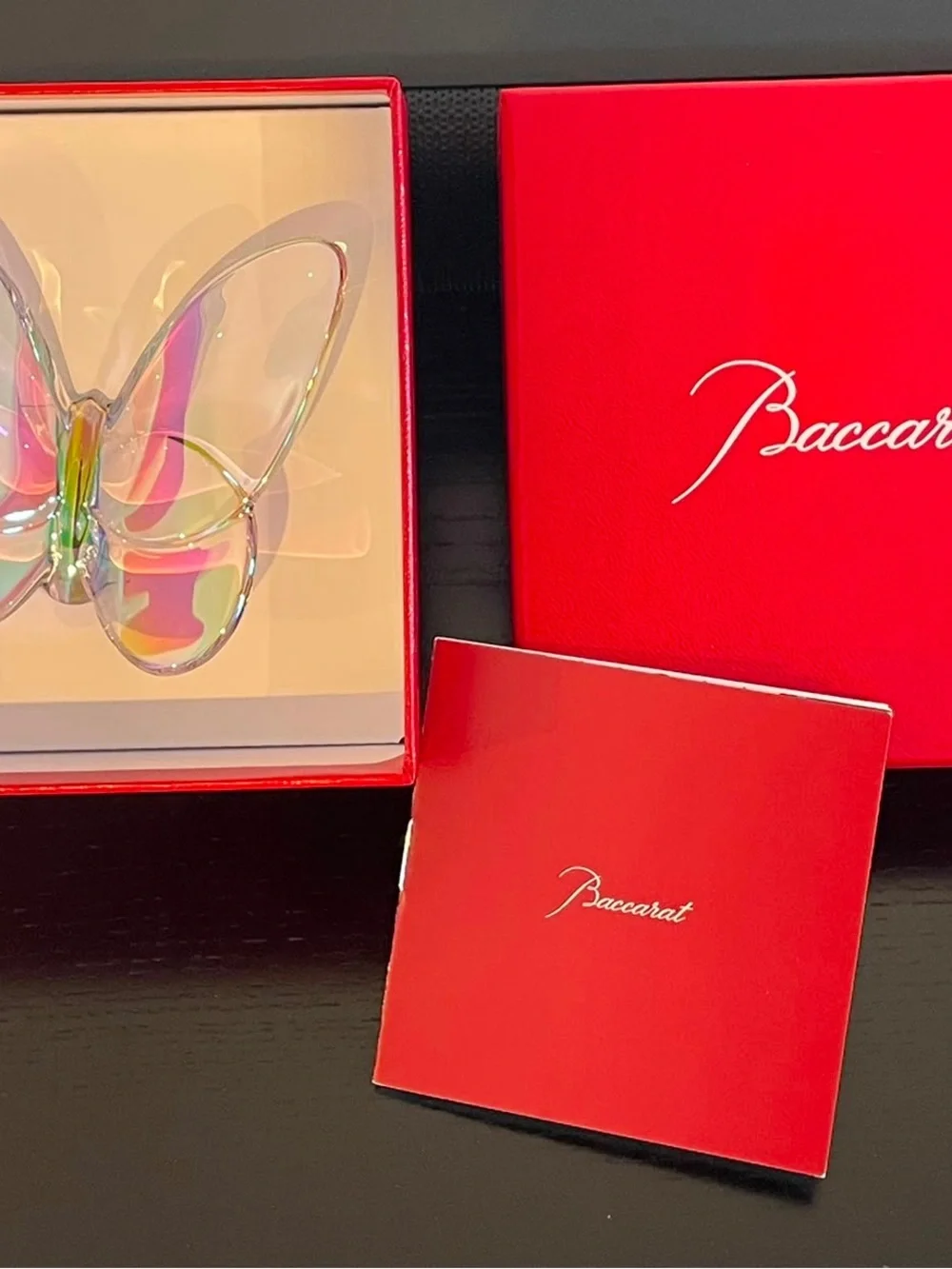 Baccarat Iridescent Crystal Butterfly in Red Gift Box